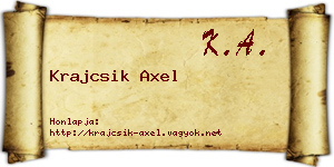 Krajcsik Axel névjegykártya